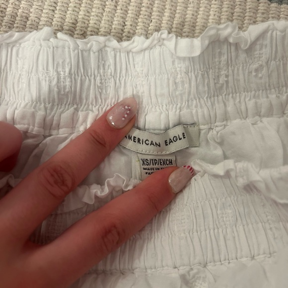 American Eagle White Lace Ruffle Mini Skirt with Built-in Shorts - Picture 3 of 4